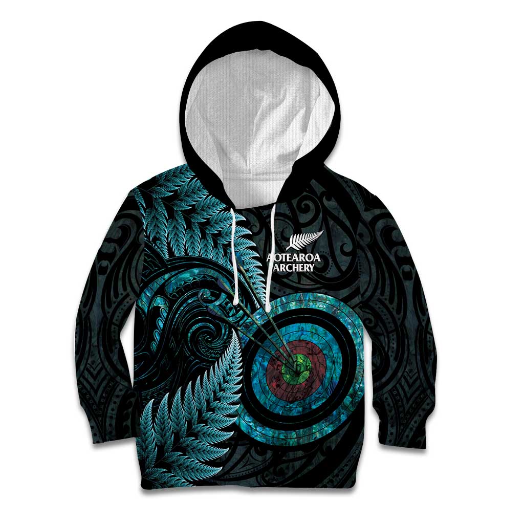 New Zealand Archery Kid Hoodie Aotearoa Silver Fern Maori - Aussie Hoodie