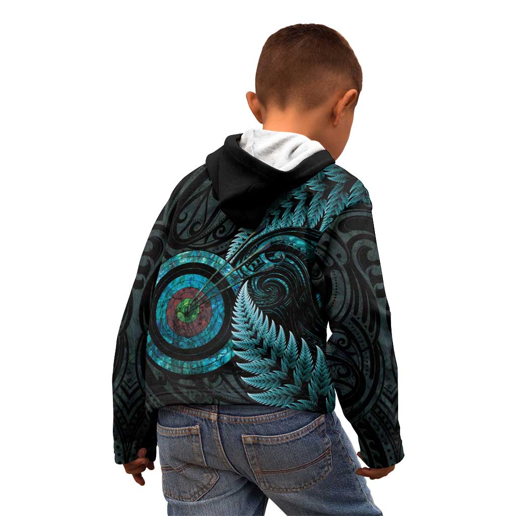 New Zealand Archery Kid Hoodie Aotearoa Silver Fern Maori - Aussie Hoodie