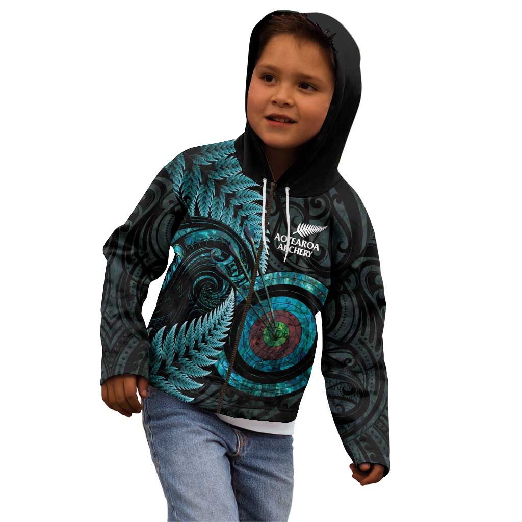 New Zealand Archery Kid Hoodie Aotearoa Silver Fern Maori - Aussie Hoodie