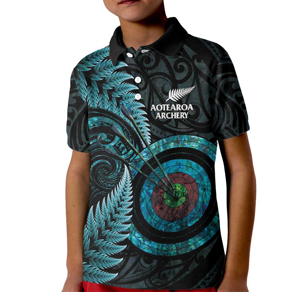 New Zealand Archery Kid Polo Shirt Aotearoa Silver Fern Maori - Aussie Hoodie