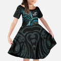 New Zealand Archery Kid Short Sleeve Dress Aotearoa Silver Fern Maori - Aussie Hoodie
