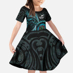 New Zealand Archery Kid Short Sleeve Dress Aotearoa Silver Fern Maori - Aussie Hoodie