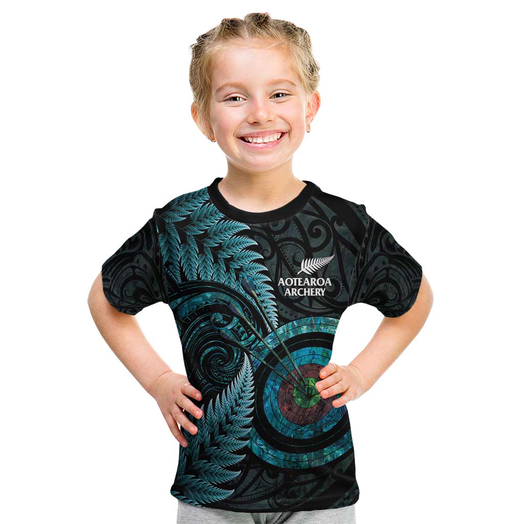 New Zealand Archery Kid T Shirt Aotearoa Silver Fern Maori - Aussie Hoodie