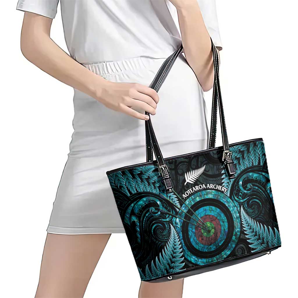 New Zealand Archery Leather Tote Bag Aotearoa Silver Fern Maori - Aussie Hoodie