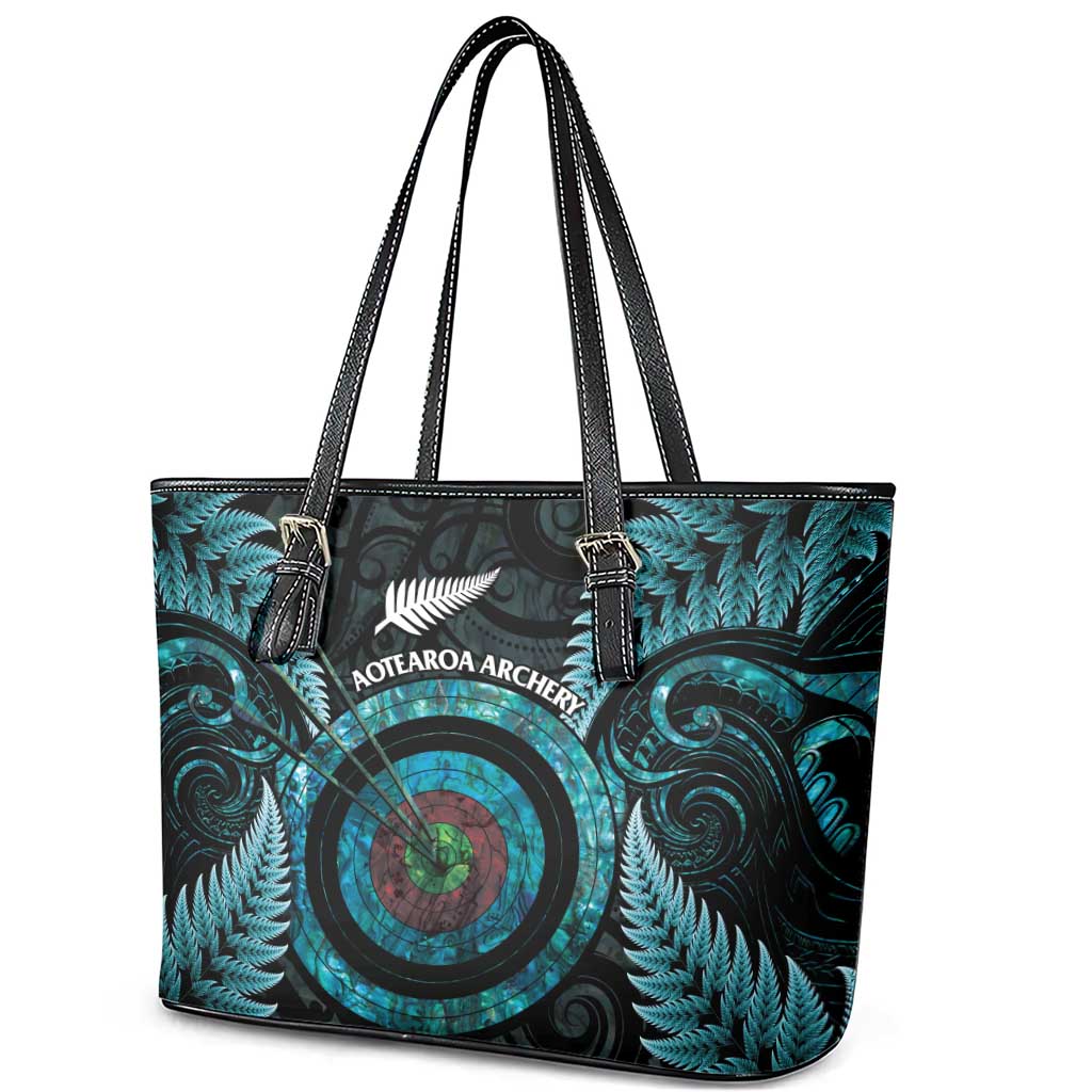 New Zealand Archery Leather Tote Bag Aotearoa Silver Fern Maori - Aussie Hoodie
