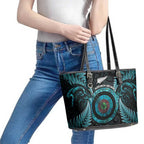 New Zealand Archery Leather Tote Bag Aotearoa Silver Fern Maori - Aussie Hoodie