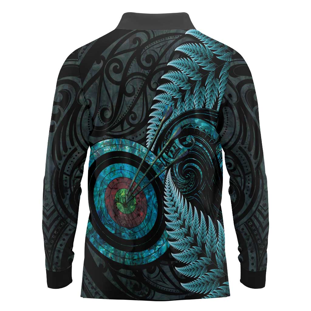 New Zealand Archery Long Sleeve Polo Shirt Aotearoa Silver Fern Maori - Aussie Hoodie