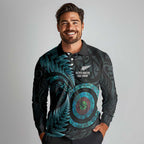 New Zealand Archery Long Sleeve Polo Shirt Aotearoa Silver Fern Maori - Aussie Hoodie