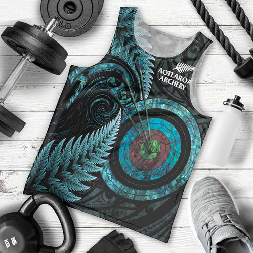 New Zealand Archery Men Tank Top Aotearoa Silver Fern Maori - Aussie Hoodie