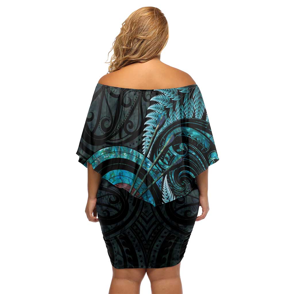 New Zealand Archery Off Shoulder Short Dress Aotearoa Silver Fern Maori - Aussie Hoodie