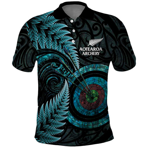 New Zealand Archery Polo Shirt Aotearoa Silver Fern Maori - Aussie Hoodie