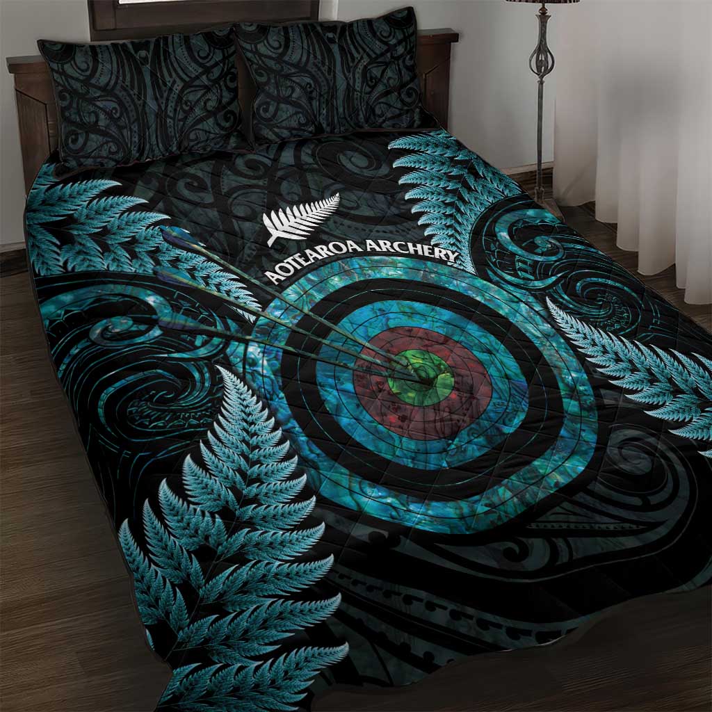 New Zealand Archery Quilt Bed Set Aotearoa Silver Fern Maori - Aussie Hoodie