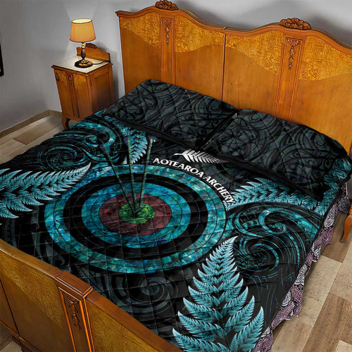 New Zealand Archery Quilt Bed Set Aotearoa Silver Fern Maori - Aussie Hoodie