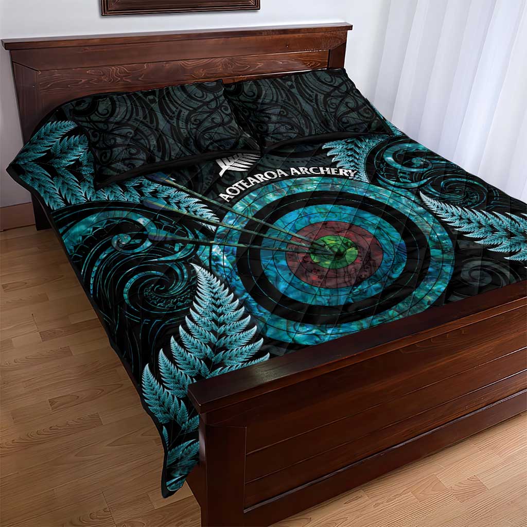 New Zealand Archery Quilt Bed Set Aotearoa Silver Fern Maori - Aussie Hoodie