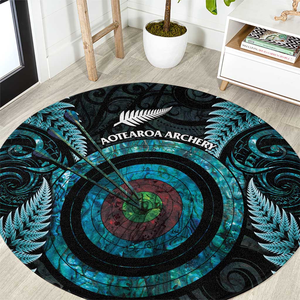 New Zealand Archery Round Carpet Aotearoa Silver Fern Maori - Aussie Hoodie