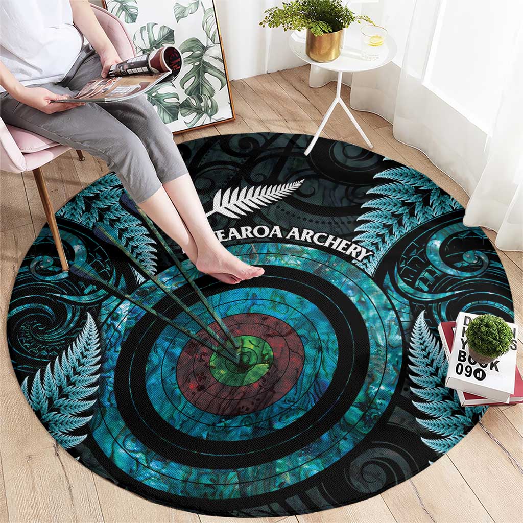 New Zealand Archery Round Carpet Aotearoa Silver Fern Maori - Aussie Hoodie