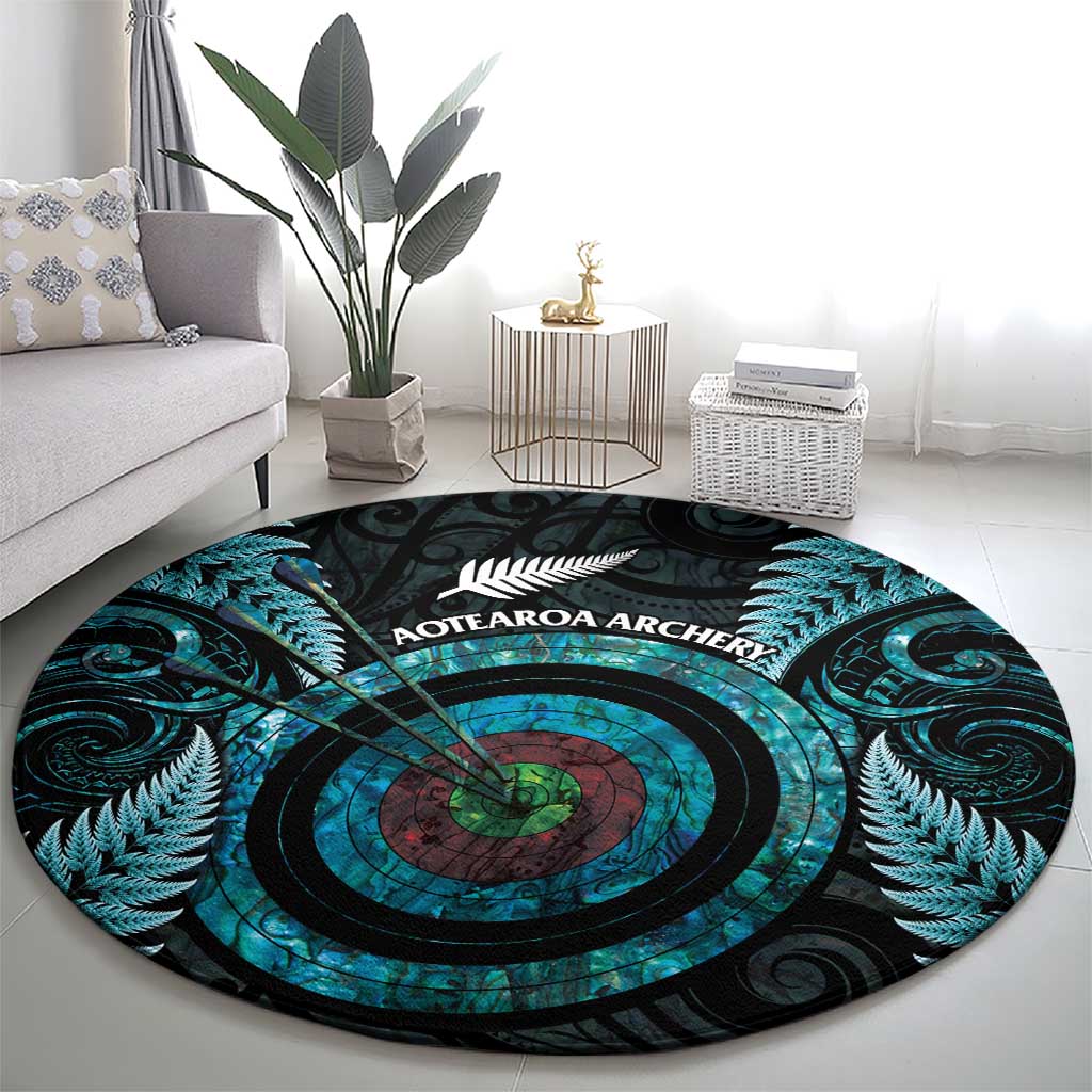 New Zealand Archery Round Carpet Aotearoa Silver Fern Maori - Aussie Hoodie
