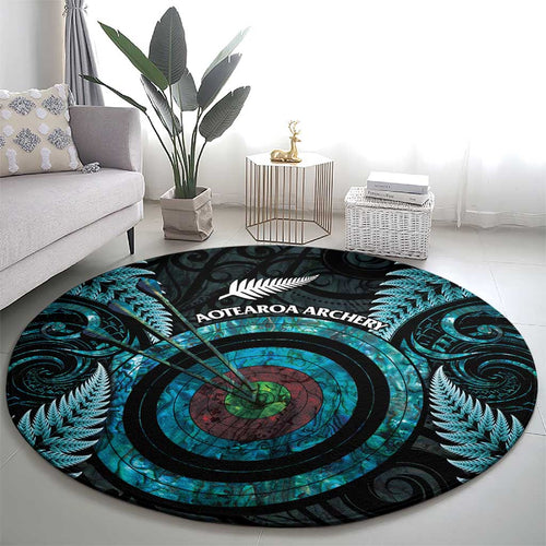 New Zealand Archery Round Carpet Aotearoa Silver Fern Maori - Aussie Hoodie