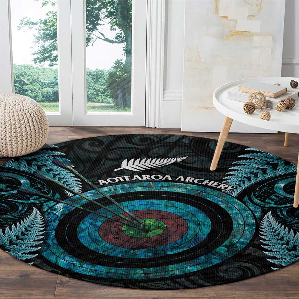 New Zealand Archery Round Carpet Aotearoa Silver Fern Maori - Aussie Hoodie