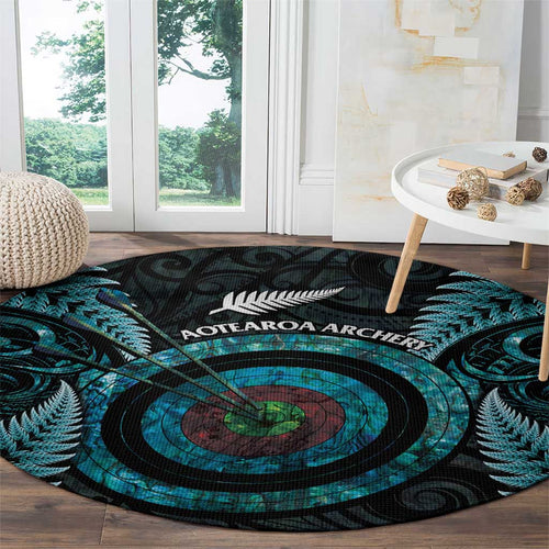 New Zealand Archery Round Carpet Aotearoa Silver Fern Maori - Aussie Hoodie