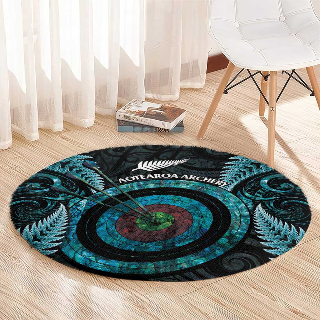 New Zealand Archery Round Carpet Aotearoa Silver Fern Maori - Aussie Hoodie