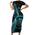 New Zealand Archery Short Sleeve Bodycon Dress Aotearoa Silver Fern Maori - Aussie Hoodie
