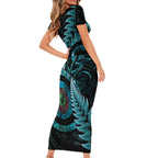 New Zealand Archery Short Sleeve Bodycon Dress Aotearoa Silver Fern Maori - Aussie Hoodie