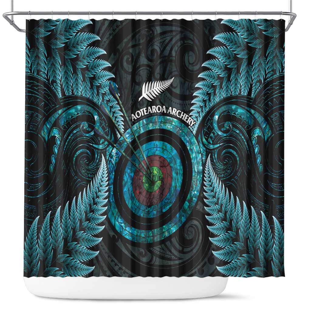 New Zealand Archery Shower Curtain Aotearoa Silver Fern Maori - Aussie Hoodie