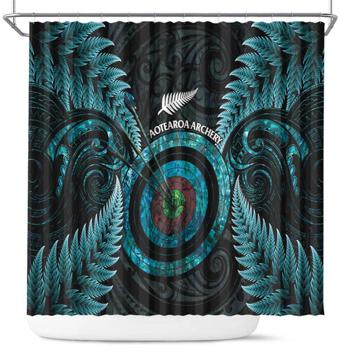 New Zealand Archery Shower Curtain Aotearoa Silver Fern Maori - Aussie Hoodie