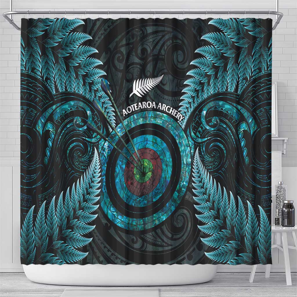 New Zealand Archery Shower Curtain Aotearoa Silver Fern Maori - Aussie Hoodie