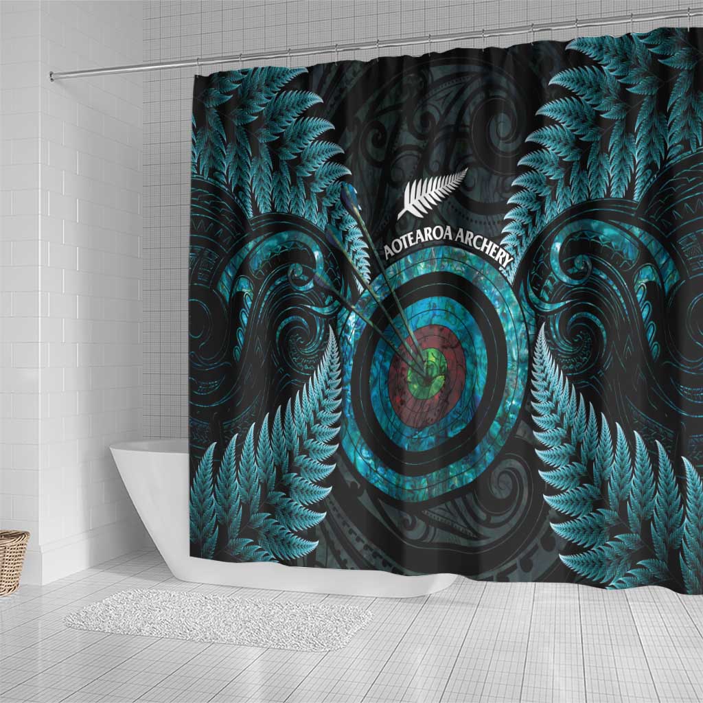 New Zealand Archery Shower Curtain Aotearoa Silver Fern Maori - Aussie Hoodie