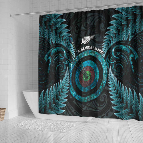 New Zealand Archery Shower Curtain Aotearoa Silver Fern Maori - Aussie Hoodie