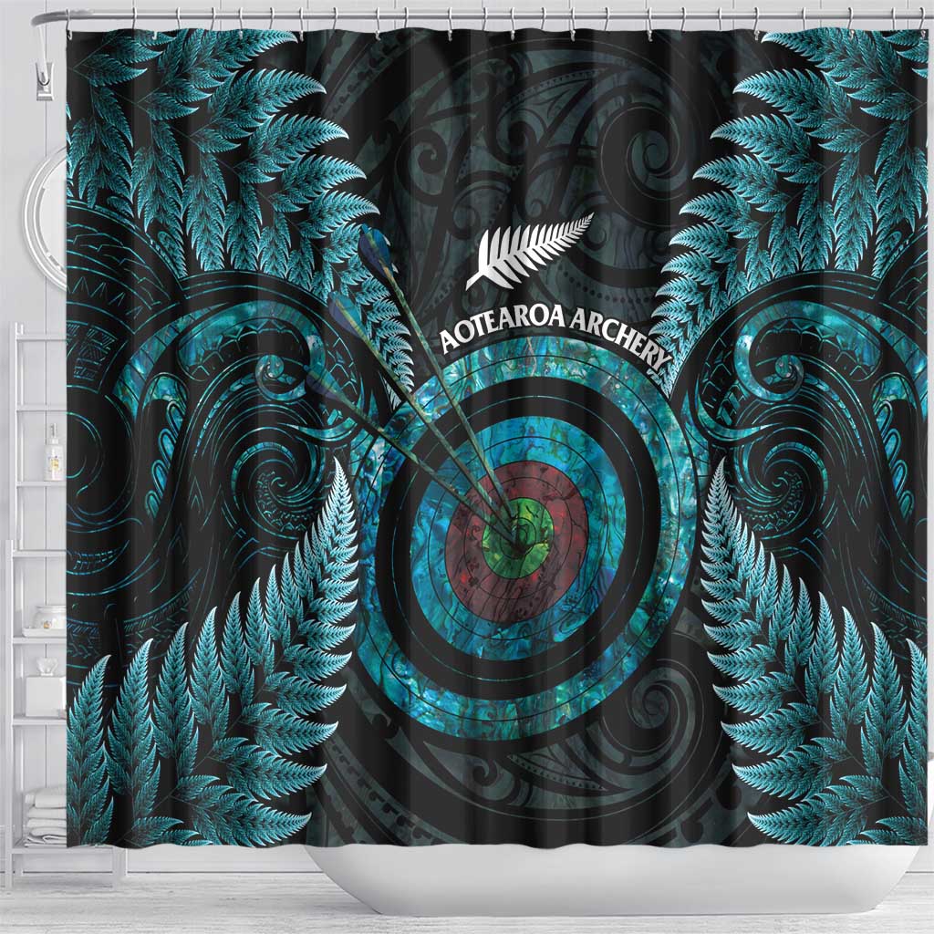 New Zealand Archery Shower Curtain Aotearoa Silver Fern Maori - Aussie Hoodie