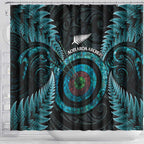 New Zealand Archery Shower Curtain Aotearoa Silver Fern Maori - Aussie Hoodie