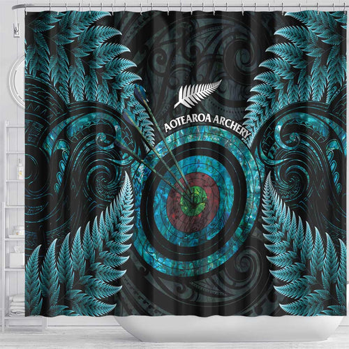 New Zealand Archery Shower Curtain Aotearoa Silver Fern Maori - Aussie Hoodie