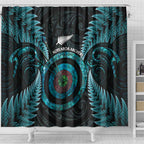 New Zealand Archery Shower Curtain Aotearoa Silver Fern Maori - Aussie Hoodie