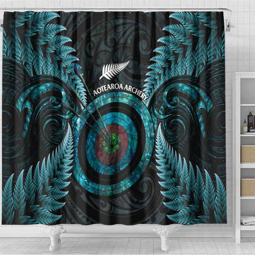 New Zealand Archery Shower Curtain Aotearoa Silver Fern Maori - Aussie Hoodie