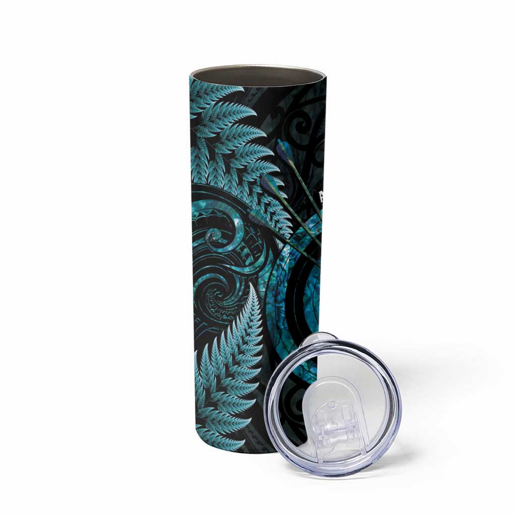 New Zealand Archery Skinny Tumbler Aotearoa Silver Fern Maori - Aussie Hoodie