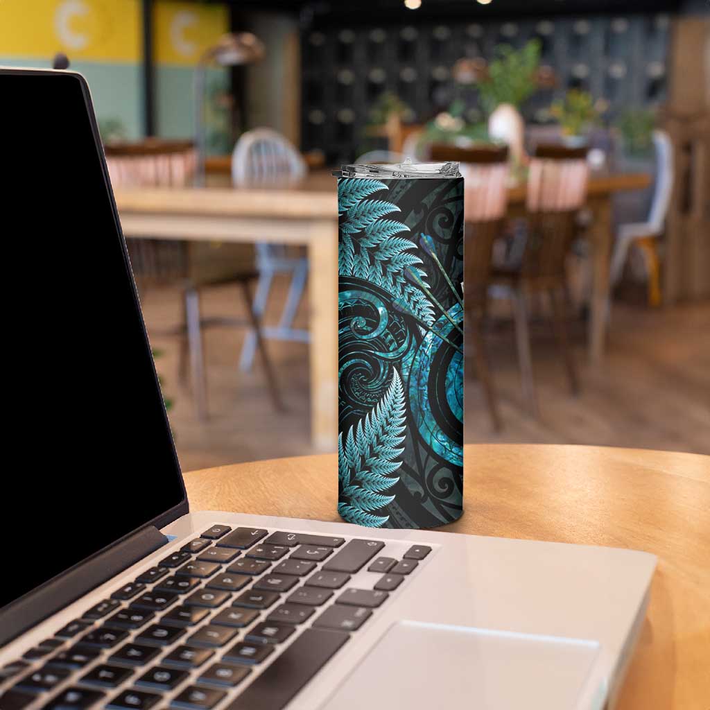 New Zealand Archery Skinny Tumbler Aotearoa Silver Fern Maori - Aussie Hoodie