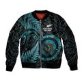 New Zealand Archery Sleeve Zip Bomber Jacket Aotearoa Silver Fern Maori - Aussie Hoodie
