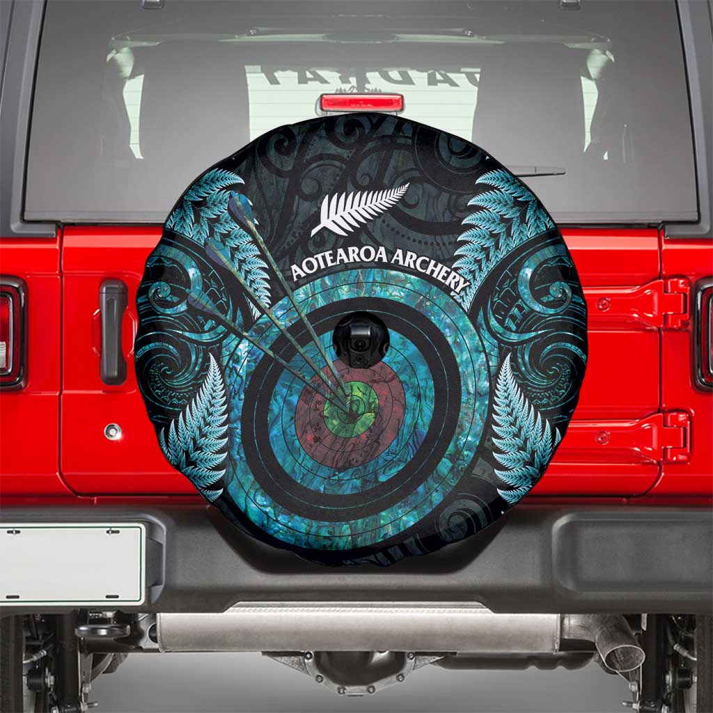 New Zealand Archery Spare Tire Cover Aotearoa Silver Fern Maori - Aussie Hoodie