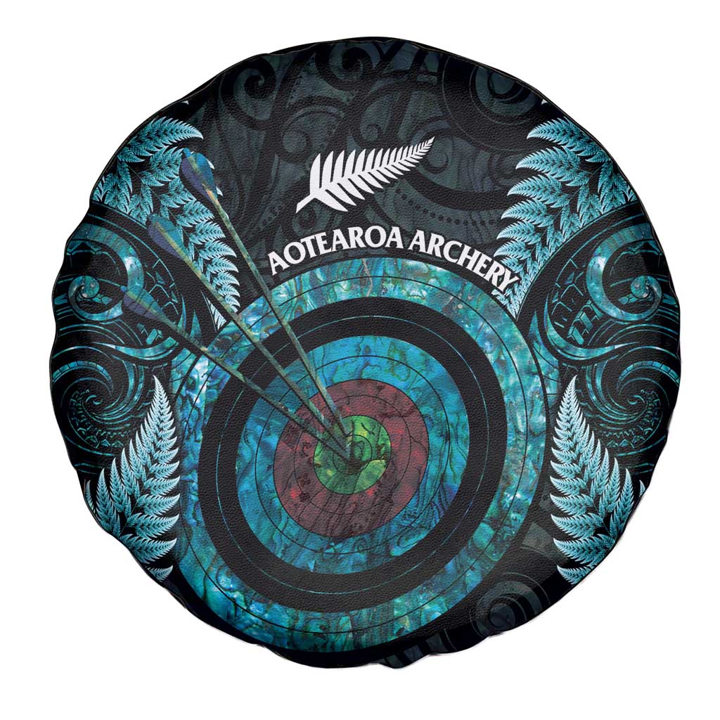 New Zealand Archery Spare Tire Cover Aotearoa Silver Fern Maori - Aussie Hoodie