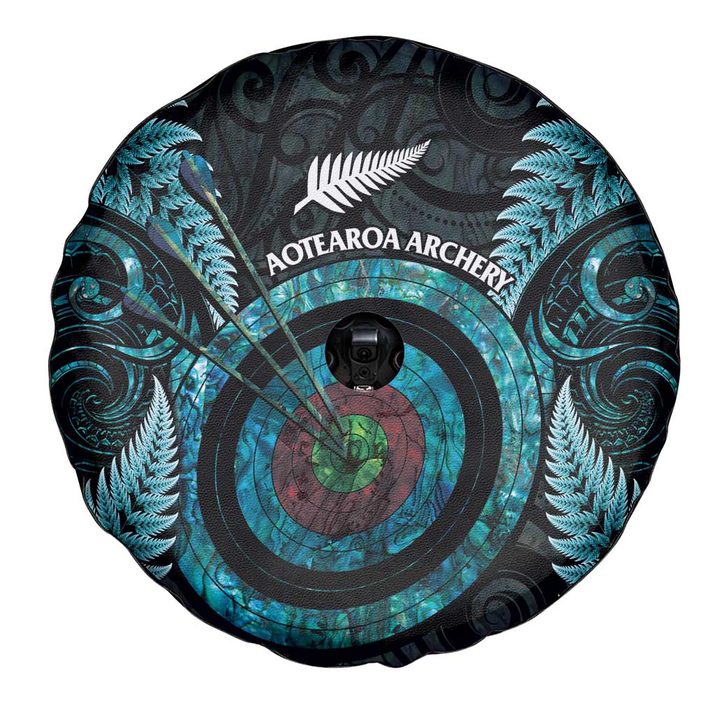 New Zealand Archery Spare Tire Cover Aotearoa Silver Fern Maori - Aussie Hoodie