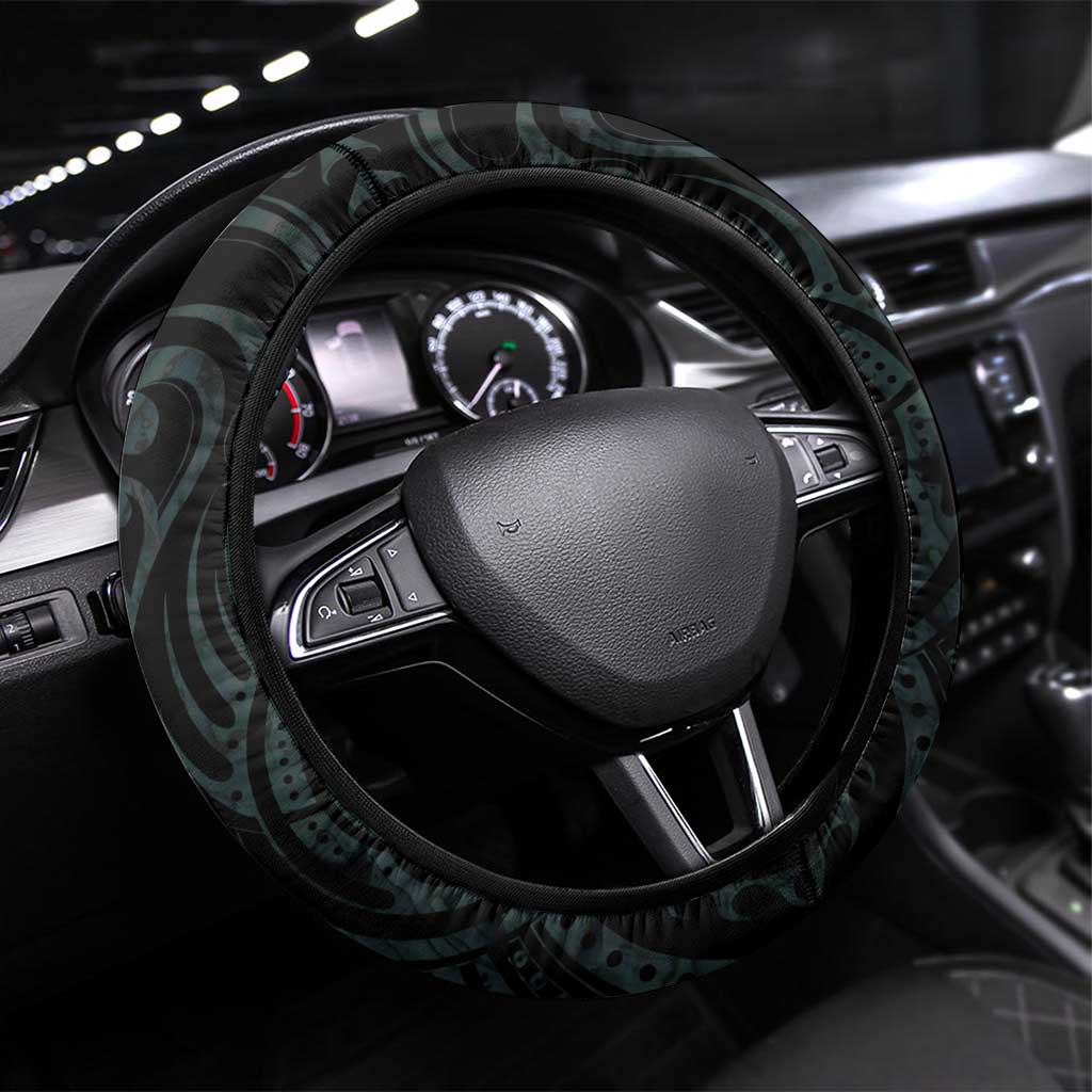 New Zealand Archery Steering Wheel Cover Aotearoa Silver Fern Maori - Aussie Hoodie