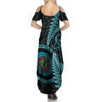 New Zealand Archery Summer Maxi Dress Aotearoa Silver Fern Maori - Aussie Hoodie