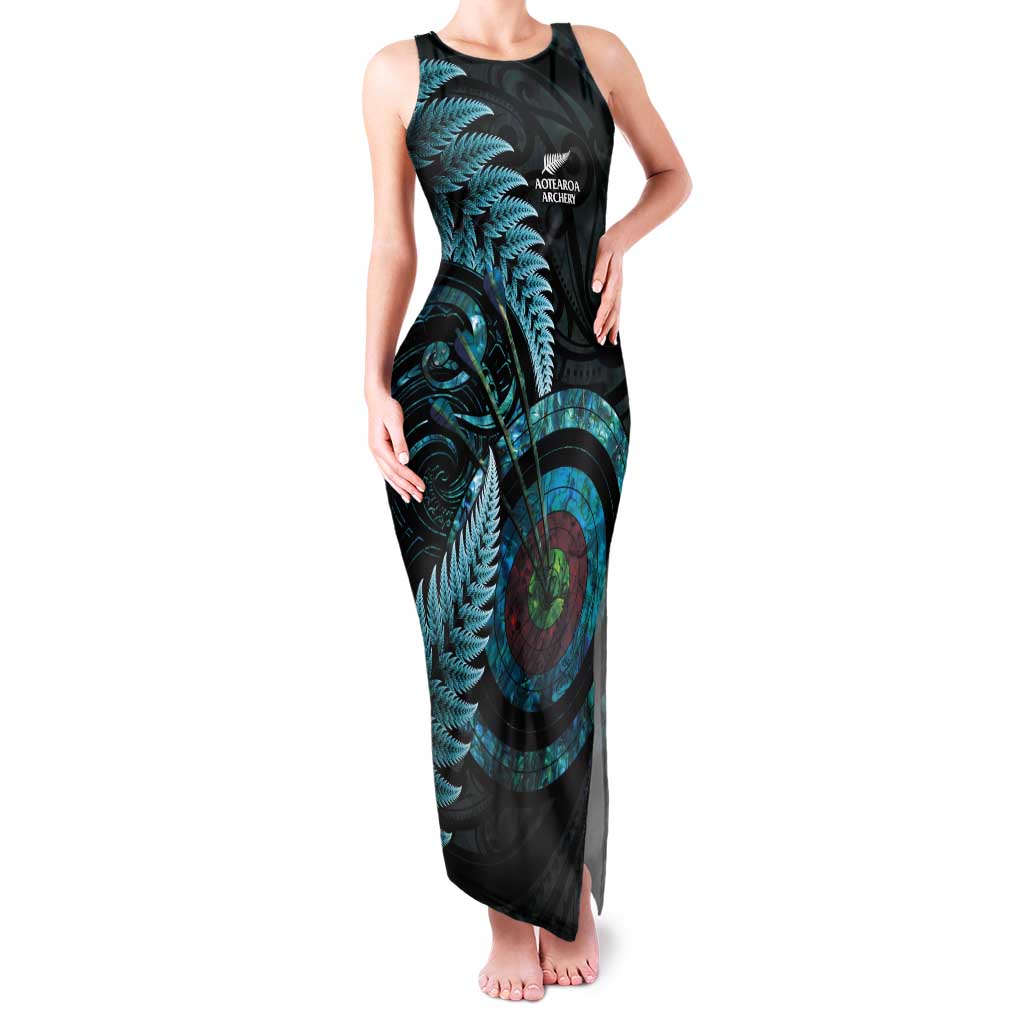 New Zealand Archery Tank Maxi Dress Aotearoa Silver Fern Maori - Aussie Hoodie
