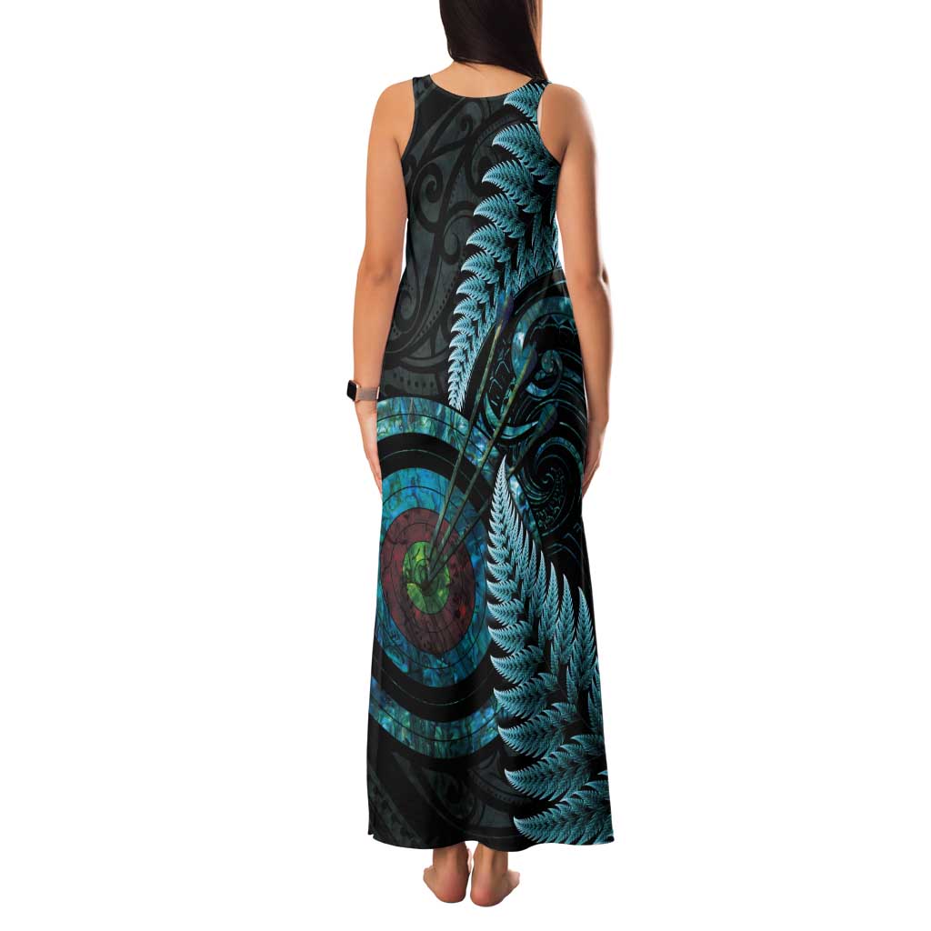 New Zealand Archery Tank Maxi Dress Aotearoa Silver Fern Maori - Aussie Hoodie