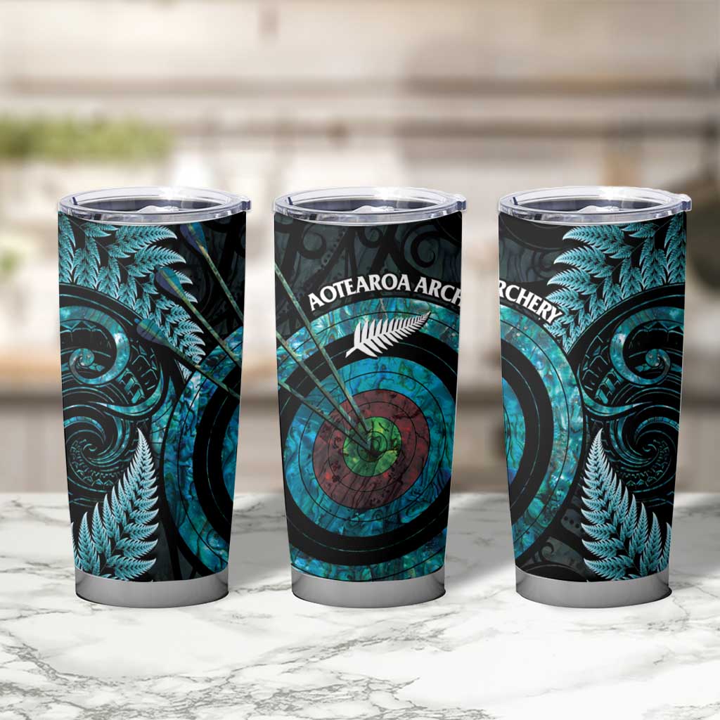 New Zealand Archery Tumbler Cup Aotearoa Silver Fern Maori - Aussie Hoodie