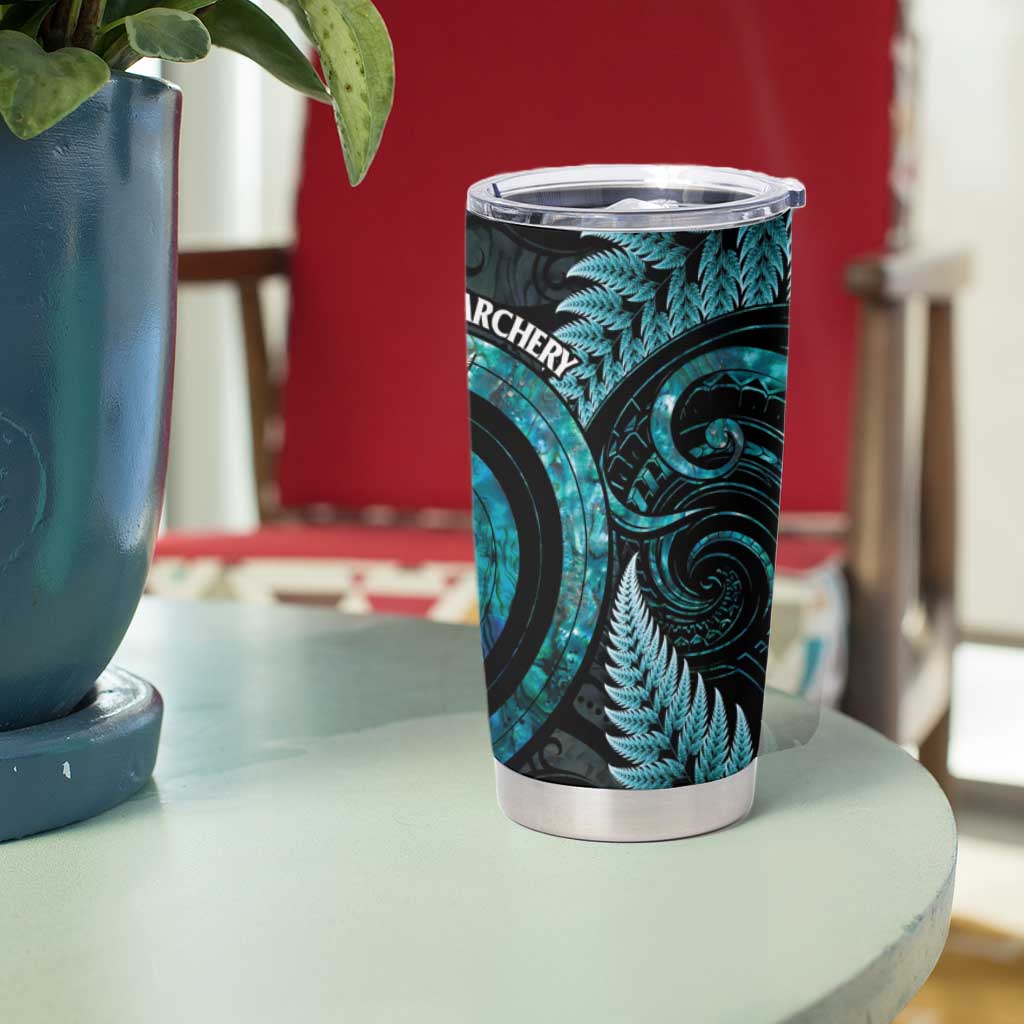 New Zealand Archery Tumbler Cup Aotearoa Silver Fern Maori - Aussie Hoodie