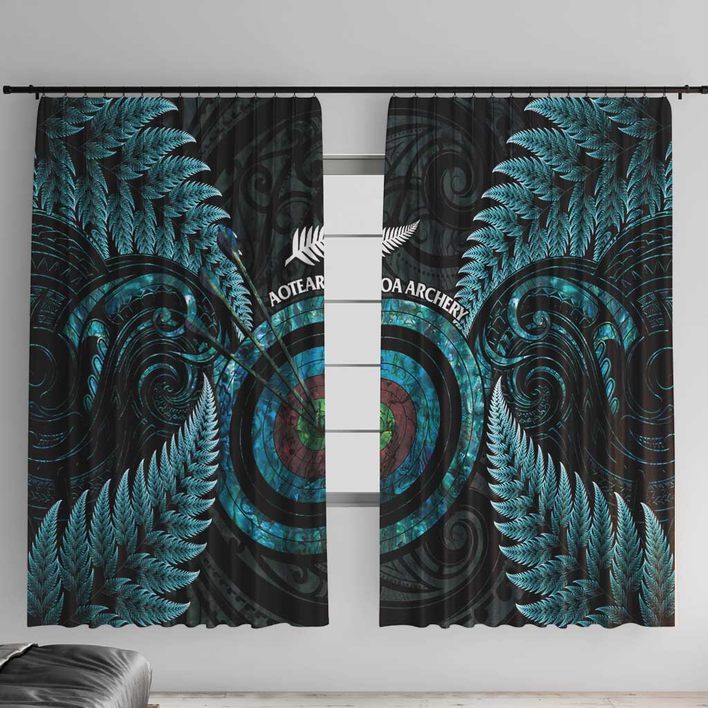 New Zealand Archery Window Curtain Aotearoa Silver Fern Maori - Aussie Hoodie